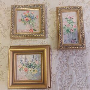 VINTAGE MINI FORAL OIL PAINTINGS